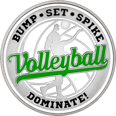 Green "Volleyball" with White Outer Circular Borders